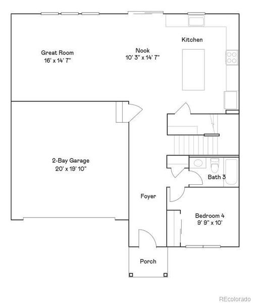 2D floor plan layout of this home in Eastcreek Farm: The Camden Collection, Thornton, CO (Image 2).