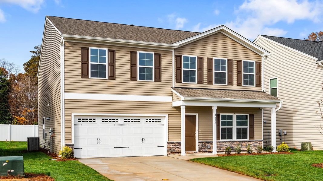 Front exterior of a new home in Hanes Lake, Winston-Salem, NC, highlighting curb appeal (Image 20).