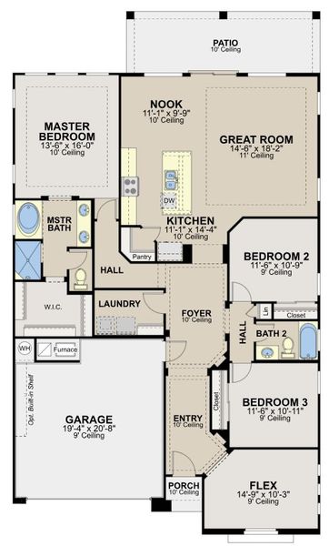 2D floor plan layout of this home in Emerald Estates, El Paso, TX (Image 3).