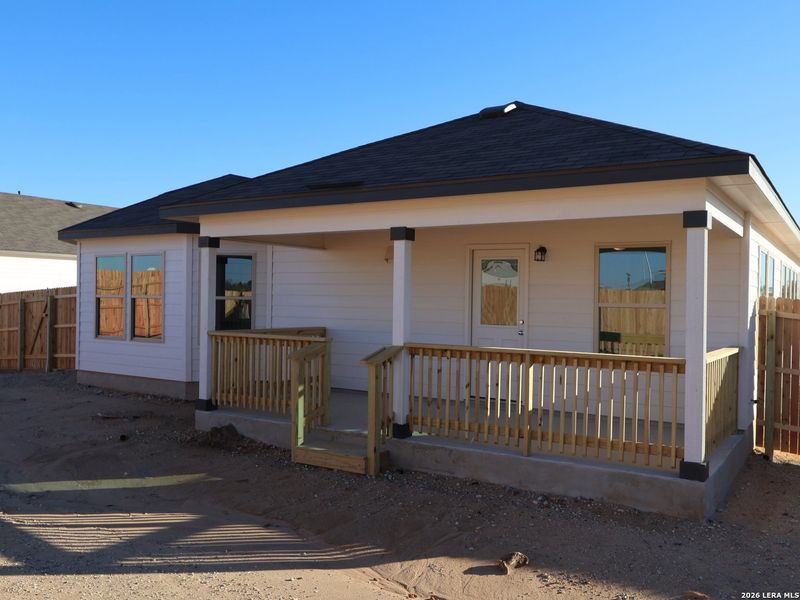 Exterior details and patio area of a home in Hickory Ridge, Elmendorf (Image 3). Exterior details and patio area of a home in Hickory Ridge, Elmendorf (Image 3).