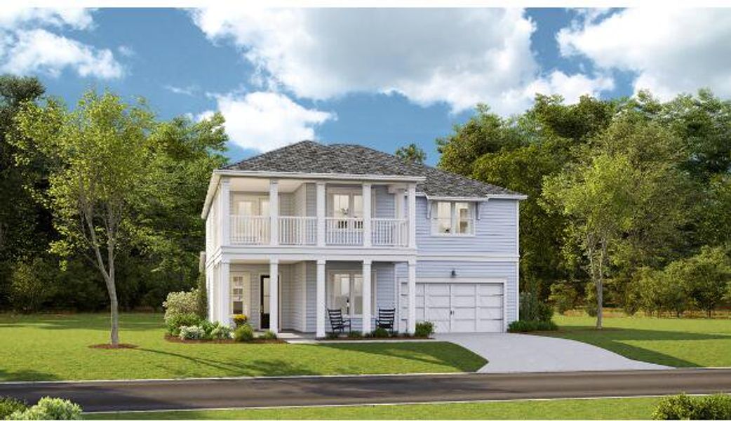 Front exterior of a new home in Carnes Crossroads, Summerville, SC, highlighting curb appeal (Image 1). Front exterior of a new home in Carnes Crossroads, Summerville, SC, highlighting curb appeal (Image 1).