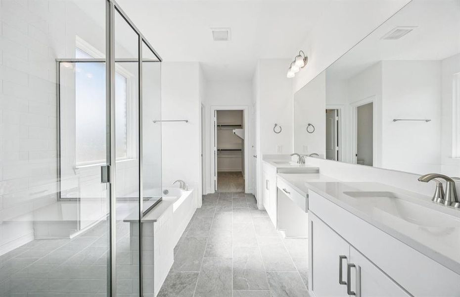 Owner's bath with dual sinks