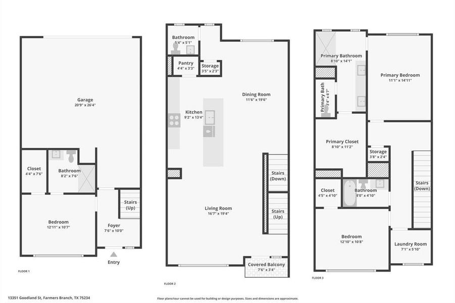 2D floor plan layout of this home in , Farmers Branch, TX (Image 3).