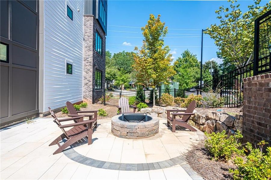 Patio with firepit.