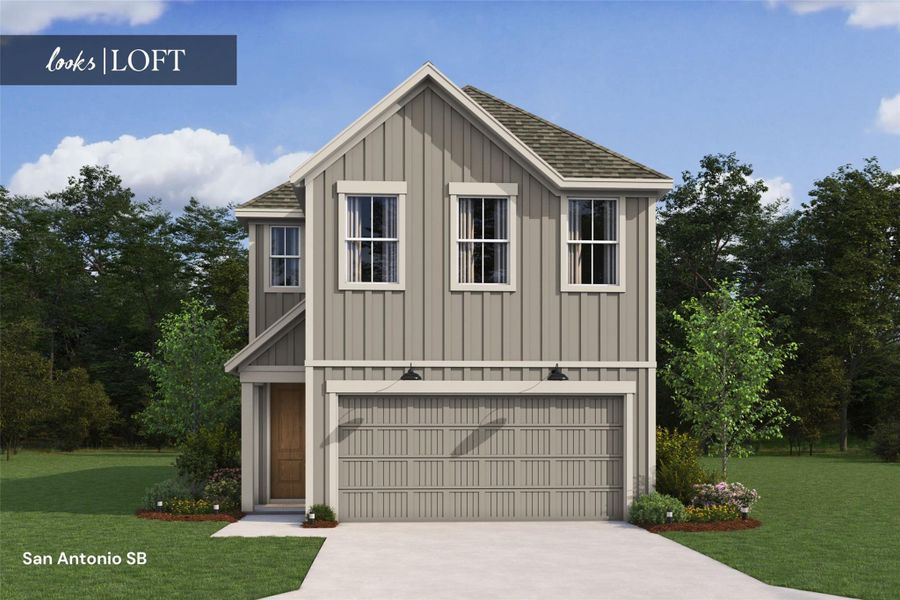 Lovely San Antonio home design by K. Hovnanian Homes with elevation SB in beautiful Piccolina. (*Artist rendering used for illustration purposes only.)
