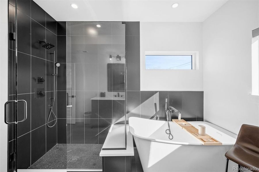 soaking tub and oversized shower