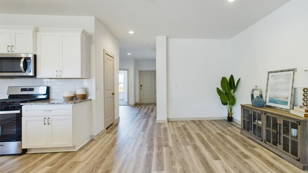 Representative furnished interior of a home built from the The Lakeway by D.R. Horton in Abbey Glen, Lubbock (Image 6).