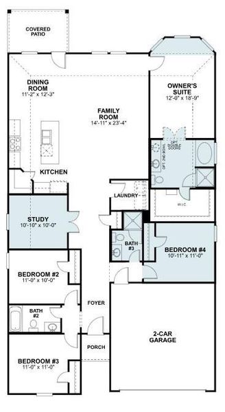 2D floor plan layout of this home in Hallimore Ranch, Rosenberg, TX (Image 4).