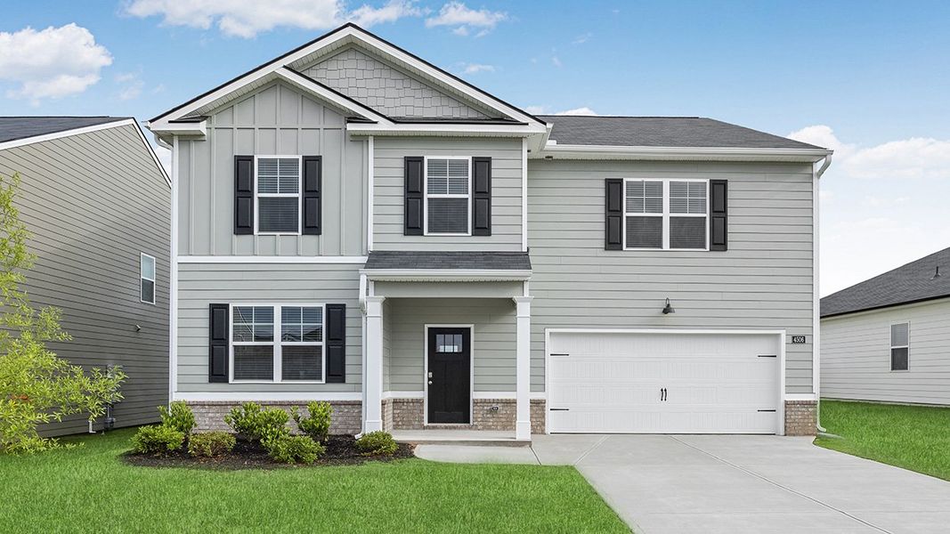 Front exterior of a new home in Highland Hills, Graniteville, SC, highlighting curb appeal (Image 1). Front exterior of a new home in Highland Hills, Graniteville, SC, highlighting curb appeal (Image 1).