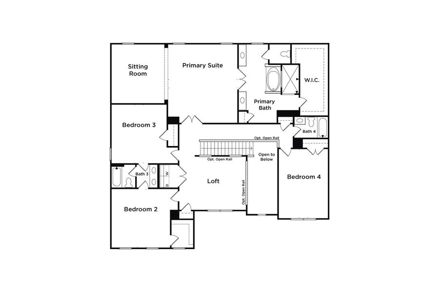 2D floor plan layout for the Clarity by DRB Homes in Adagio, Dacula, GA (Image 4).