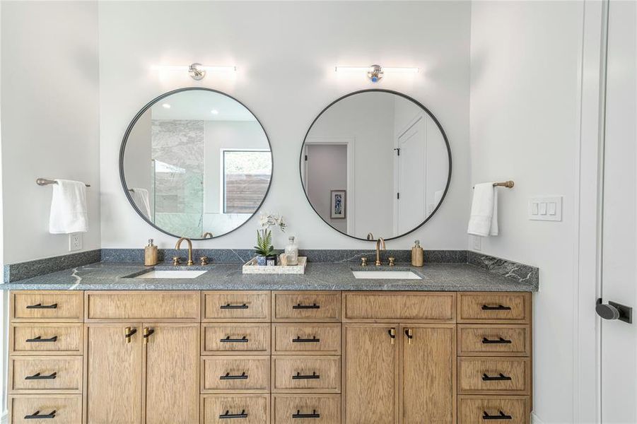 Full bathroom with double vanity