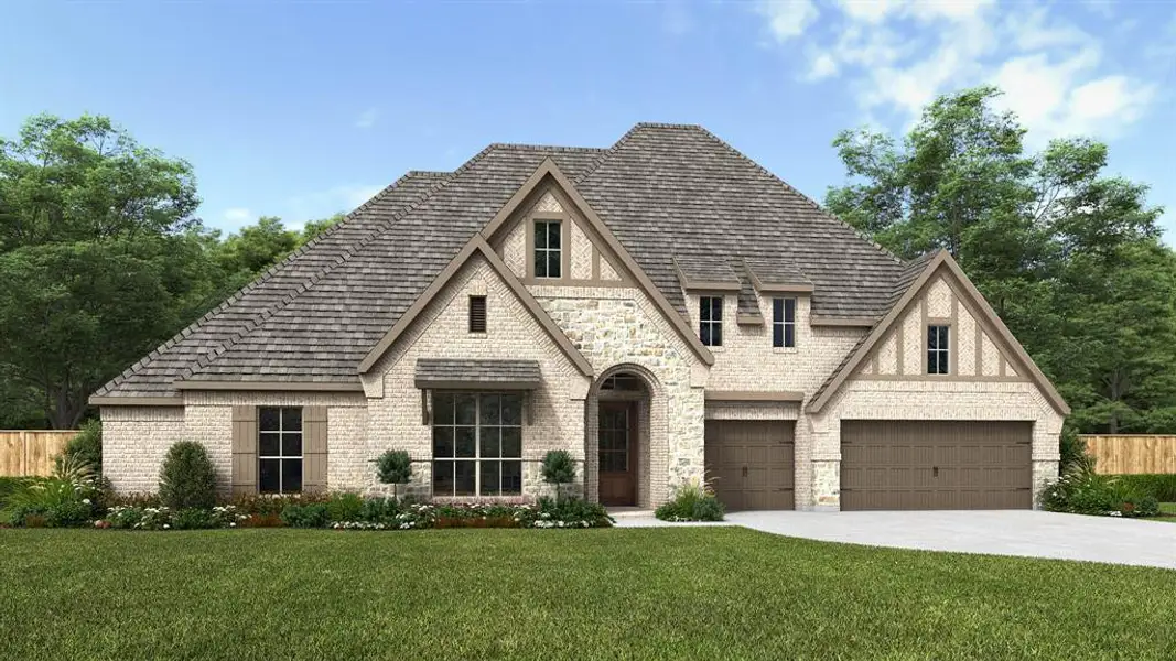 Front exterior of a new home in Bristol Valley, Heath, TX, highlighting curb appeal (Image 1). Front exterior of a new home in Bristol Valley, Heath, TX, highlighting curb appeal (Image 1).