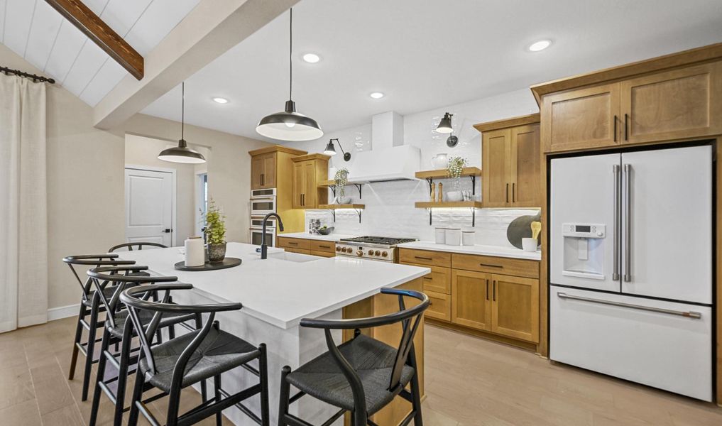 Kitchen with pendant lighting