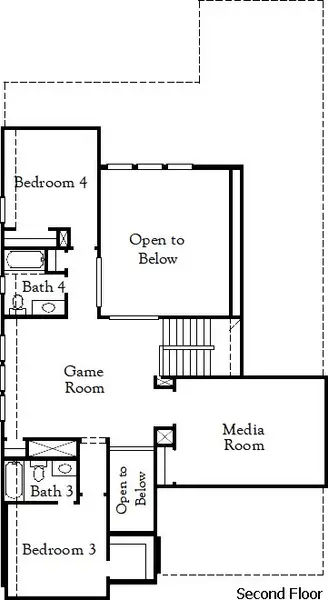 2D floor plan layout for the Kendall III by Coventry Homes in The Grove at Blackhawk, Pflugerville, TX (Image 4).