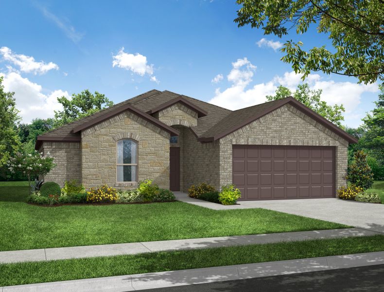 Representative exterior photo of a completed home built from the Albany by Impression Homes in Myrtle Creek, Waxahachie, TX (Image 9). Representative exterior photo of a completed home built from the Albany by Impression Homes in Myrtle Creek, Waxahachie, TX (Image 9).