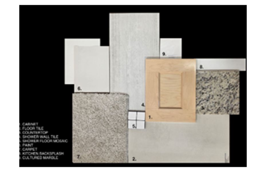 Sample of building materials used in homes in Del Webb at Rocking K, Tucson (Image 4). Sample of building materials used in homes in Del Webb at Rocking K, Tucson (Image 4).