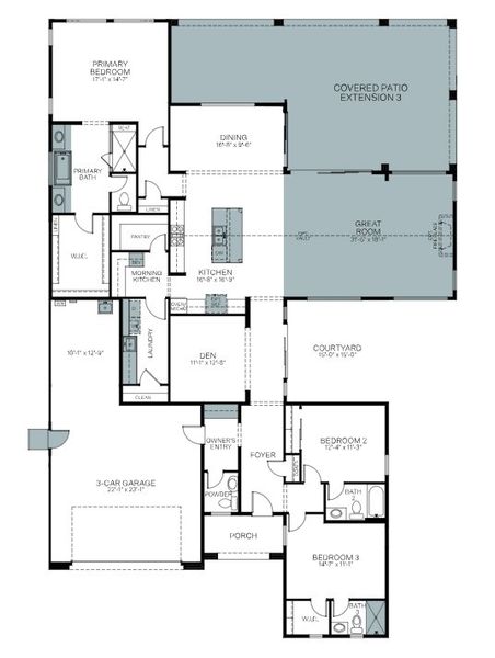 2D floor plan layout of this home in Overlook at The Dells, Prescott, AZ (Image 5).