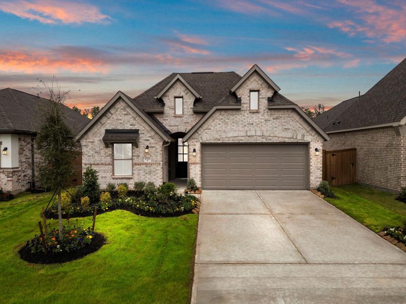 Front exterior of a new home in The Highlands, Porter, TX, highlighting curb appeal (Image 22).