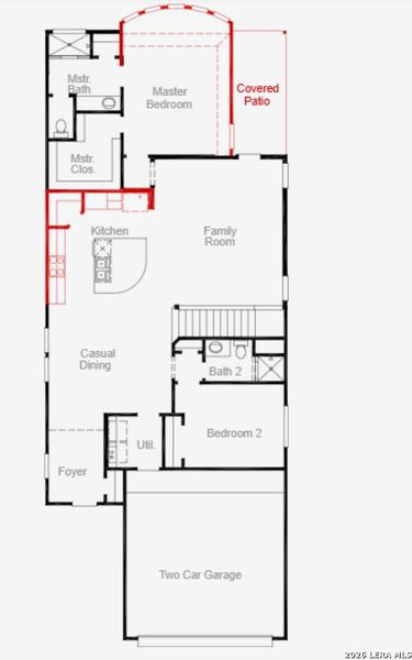 2D floor plan layout of this home in Stillwater Ranch, San Antonio, TX (Image 3).