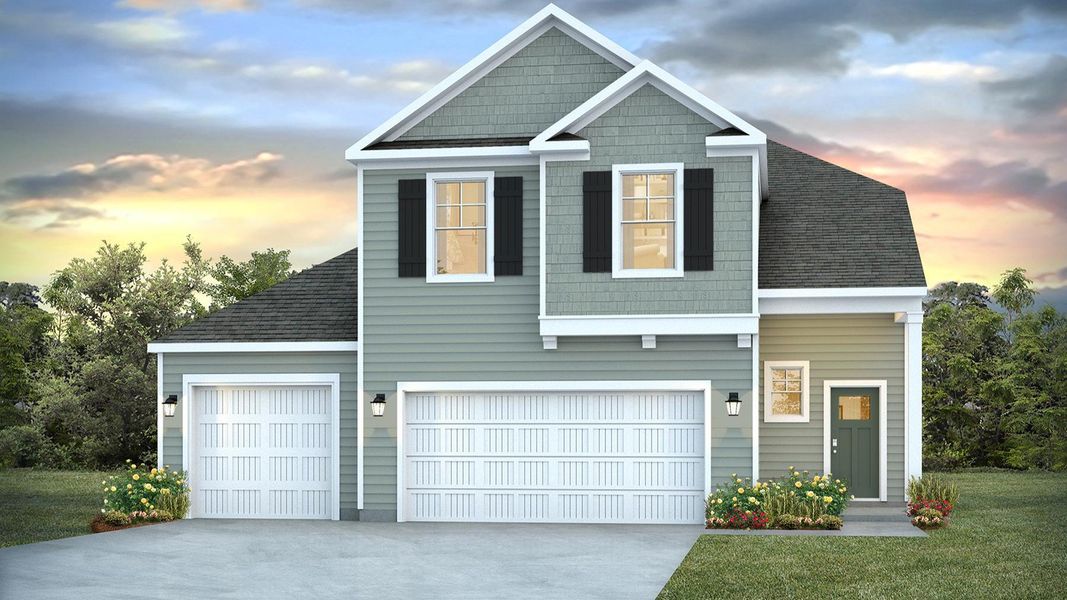 Representative exterior photo of a completed home built from the Wren by D.R. Horton in Sidbury Station, Castle Hayne, NC (Image 23).