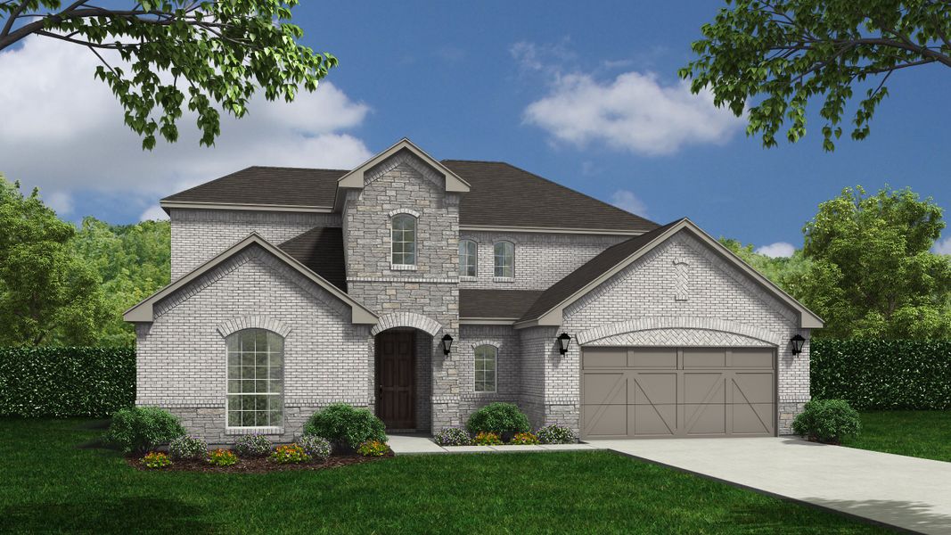 Plan 1684 Elevation A with Stone by American Legend Homes