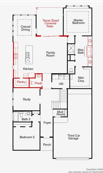 2D floor plan layout of this home in Mayfair 60', New Braunfels, TX (Image 6).