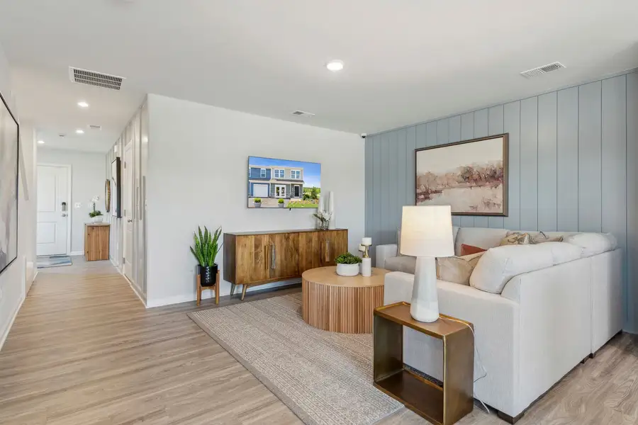 Representative furnished interior of a home built from the The Rutledge by Stanley Martin Homes in Essence at Trinity Townhomes, Columbia (Image 14).