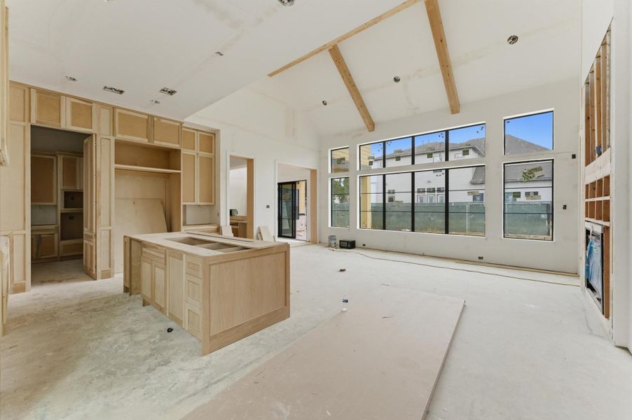 Large kitchen connects seamlessly to the living room.