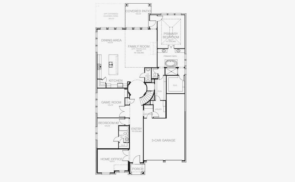2D floor plan layout for the 3573W by Perry Homes in Juniper Springs 60', Lockhart, TX (Image 3).