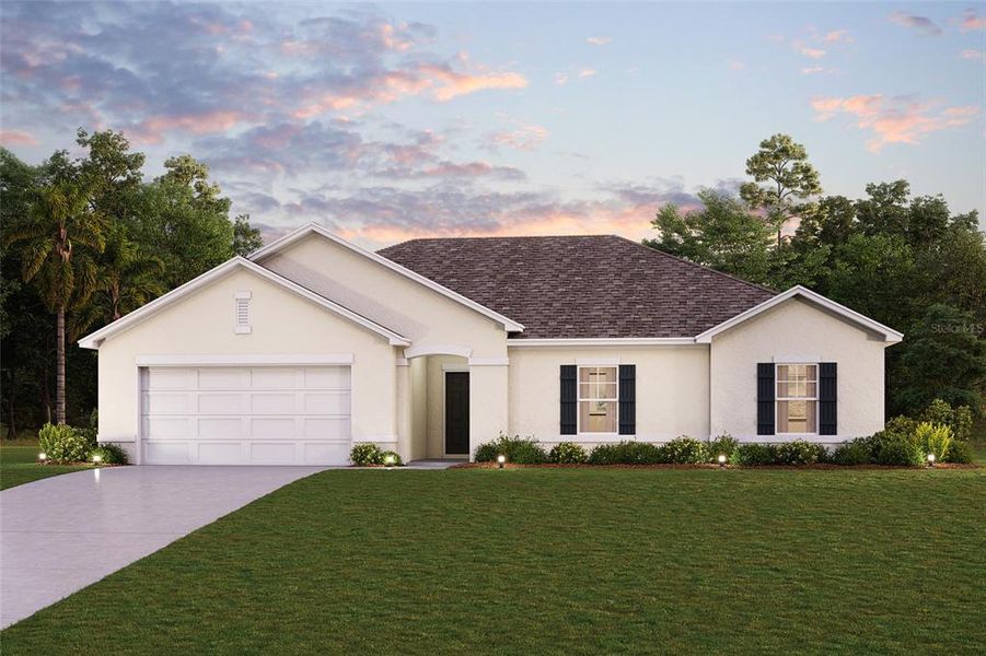 Front exterior of a new home in Grand Oaks, Avon Park, FL, highlighting curb appeal (Image 1).