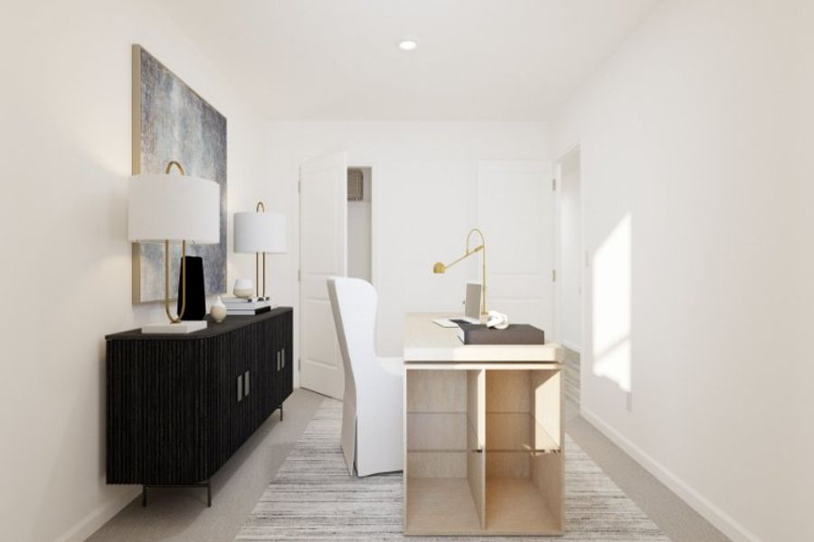 A room with a desk and a chair. A room with a desk and a chair.