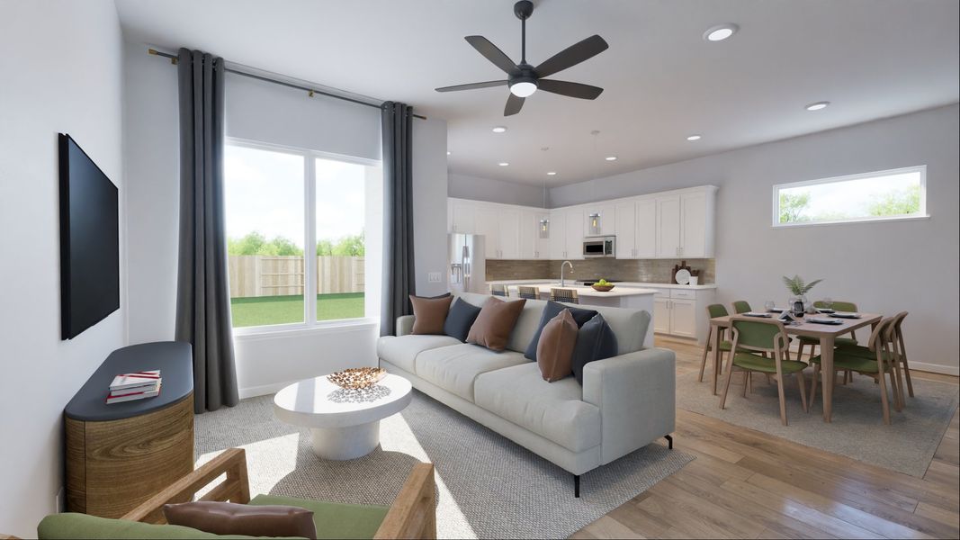 Representative furnished interior of a home built from the Elizabeth by New Home Co. in The Villas Collection at Novel, Austin (Image 3). Representative furnished interior of a home built from the Elizabeth by New Home Co. in The Villas Collection at Novel, Austin (Image 3).