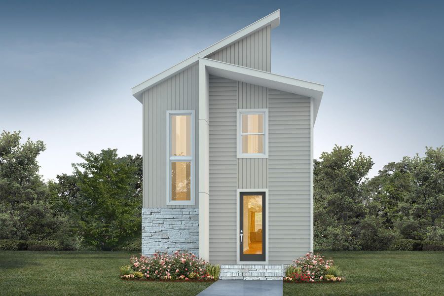 Representative exterior photo of a completed home built from the Flint B by Homes by Dickerson in Chatham Park, Pittsboro, NC (Image 1). Representative exterior photo of a completed home built from the Flint B by Homes by Dickerson in Chatham Park, Pittsboro, NC (Image 1).