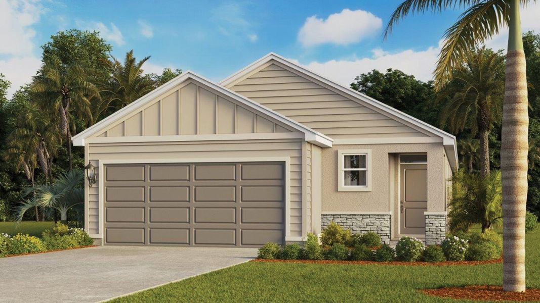 Representative exterior photo of a completed home built from the Allex by D.R. Horton in Crosswinds, Haines City, FL (Image 2). Representative exterior photo of a completed home built from the Allex by D.R. Horton in Crosswinds, Haines City, FL (Image 2).
