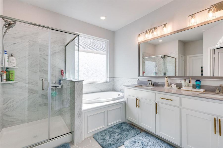 Primary Bathroom with dual vanities