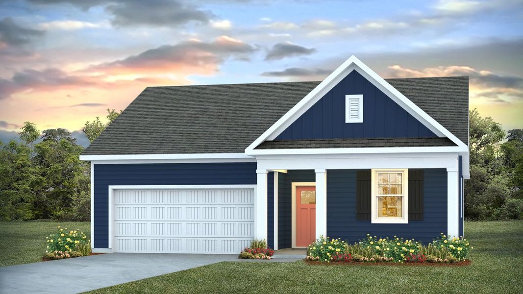 Representative exterior photo of a completed home built from the CALI by D.R. Horton in Patriot Pointe at Towne Pointe, Jacksonville, NC (Image 1). Representative exterior photo of a completed home built from the CALI by D.R. Horton in Patriot Pointe at Towne Pointe, Jacksonville, NC (Image 1).