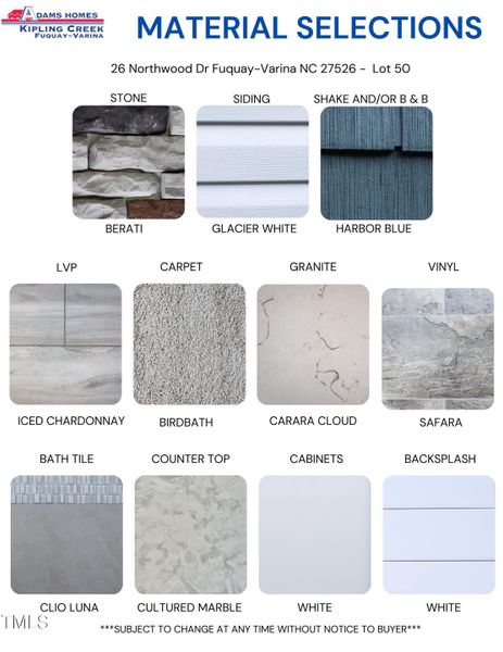 Material Color Selections