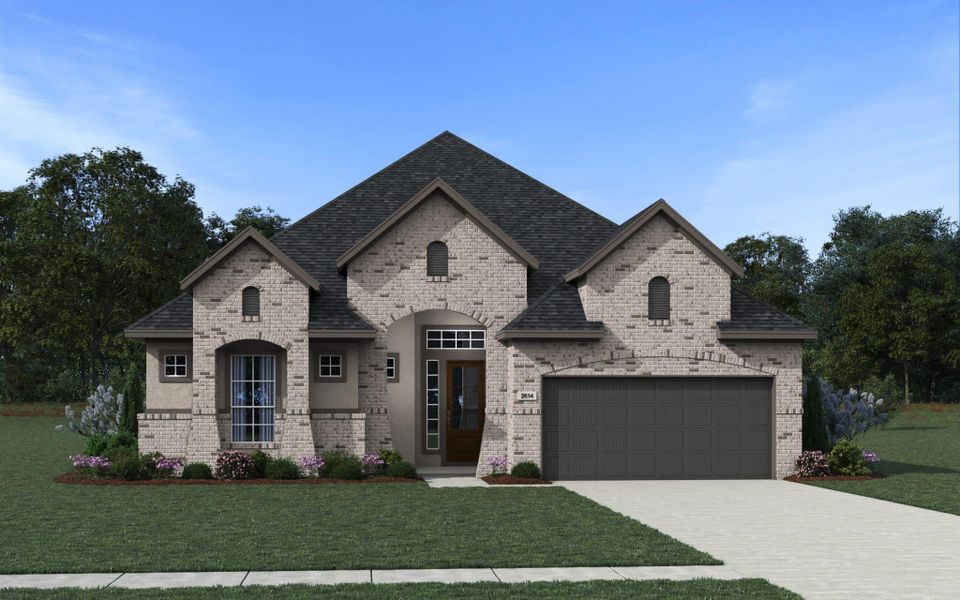 Representative exterior photo of a completed home built from the Marbella by Chesmar Homes in Buffalo Crossing, Cibolo, TX (Image 3).