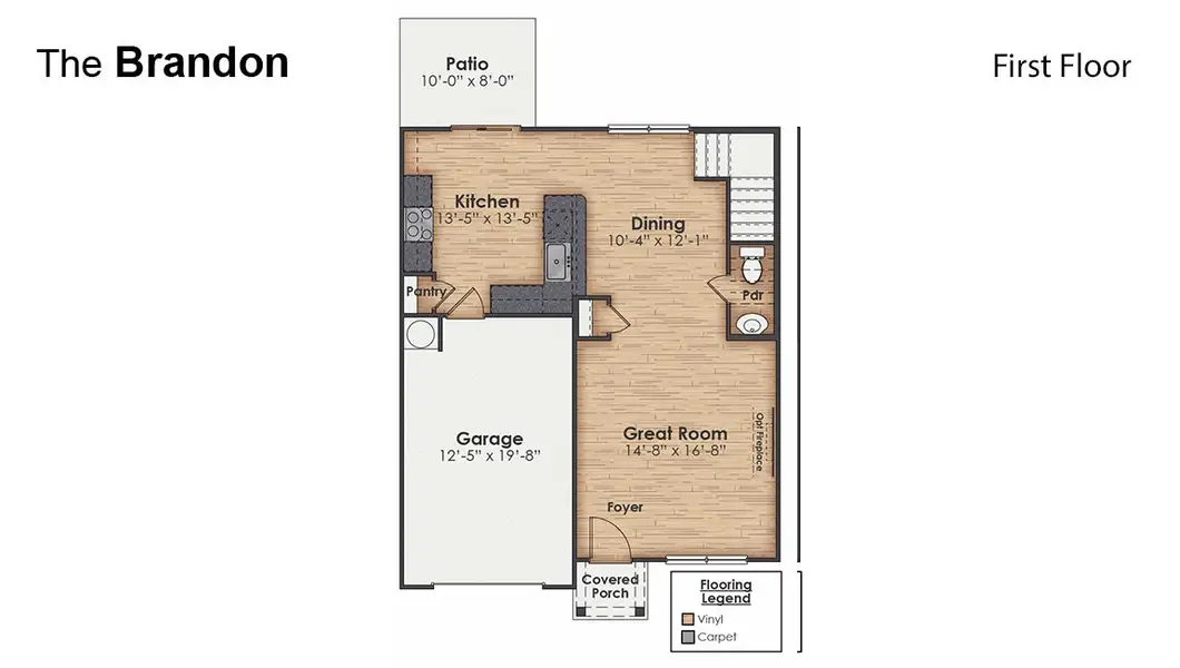 2D floor plan layout of this home in Lockwood Landing, Supply, NC (Image 3).