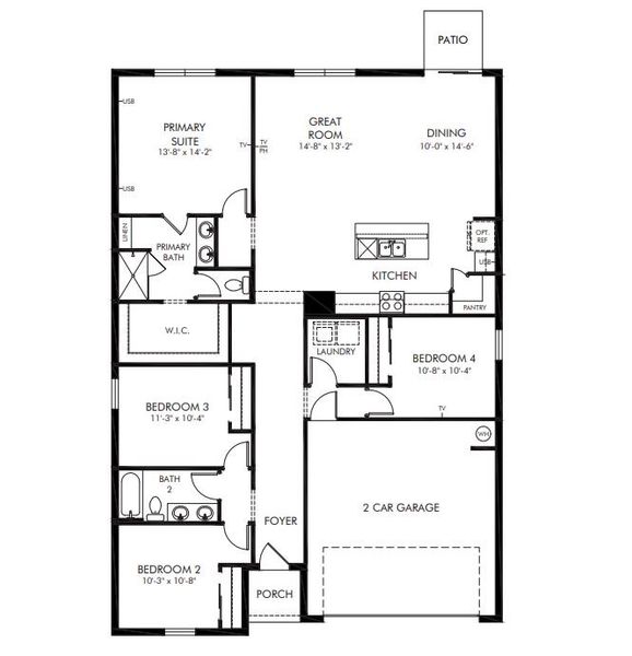2D floor plan layout of this home in Lake Deer Estates - Signature Series, Poinciana, FL (Image 1).