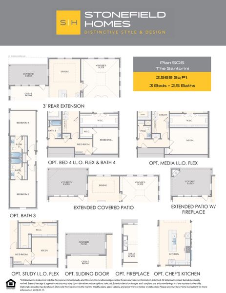 2D floor plan layout for the Santorini by Stonefield Homes in Rio Vista at Kelly Ranch, Aledo, TX (Image 5).
