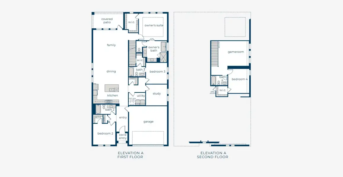 2D floor plan layout for the Frederic II by Normandy Homes in Rainwater Crossing, Celina, TX (Image 3).