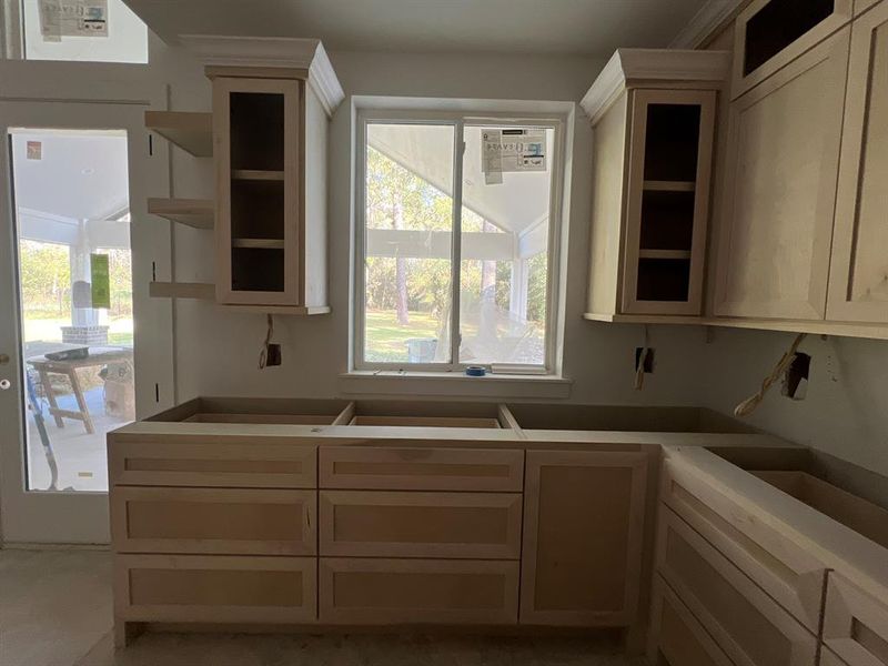 Pull out drawers throughout, window overlooking the backyard