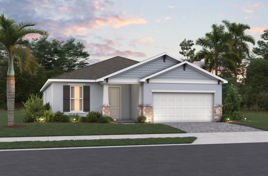 Representative exterior photo of a completed home built from the Cambridge by Beazer Homes in Estates at Lake Jesup, Sanford, FL (Image 2). Representative exterior photo of a completed home built from the Cambridge by Beazer Homes in Estates at Lake Jesup, Sanford, FL (Image 2).