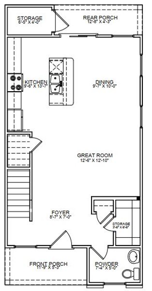 2D floor plan layout for the Palmetto II by McGuinn Homes in Clarke Townes, Anderson, SC (Image 5).