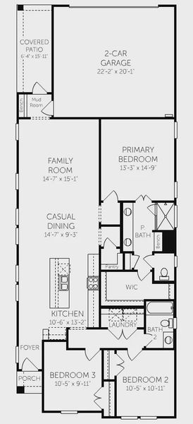 2D floor plan layout for the Walker by Coventry Homes in Pecan Square, Northlake, TX (Image 3).