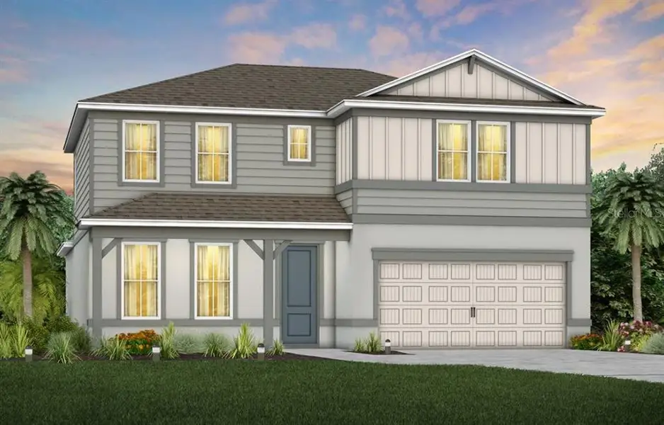 Front exterior of a new home in Hartford Terrace, Davenport, FL, highlighting curb appeal (Image 1).