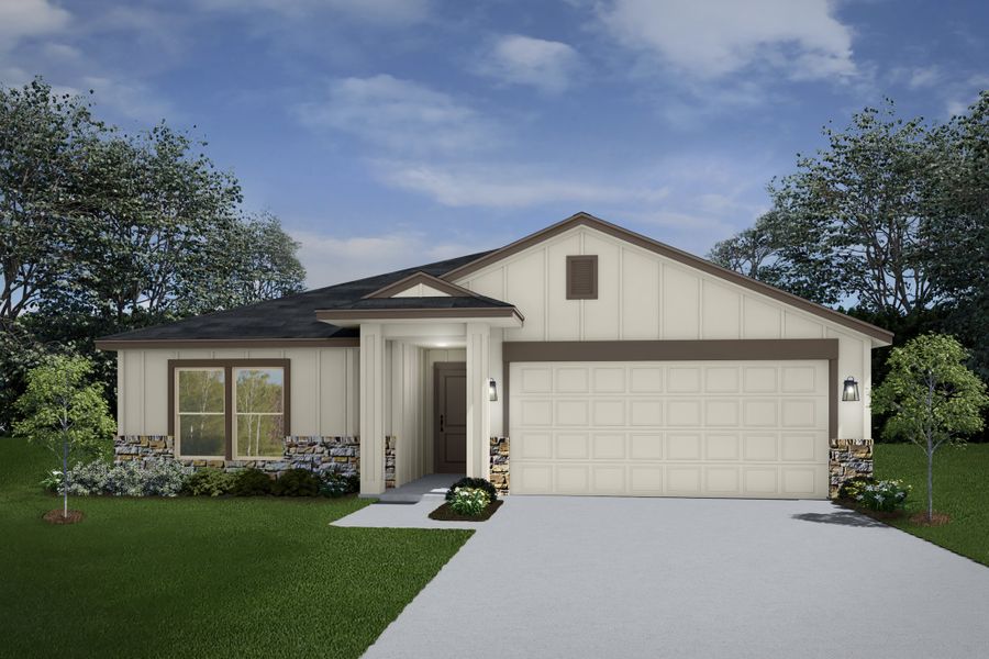Representative exterior photo of a completed home built from the Trinity by Flintrock Builder in Freedom Ranch Single Family, Copperas Cove, TX (Image 5). Representative exterior photo of a completed home built from the Trinity by Flintrock Builder in Freedom Ranch Single Family, Copperas Cove, TX (Image 5).
