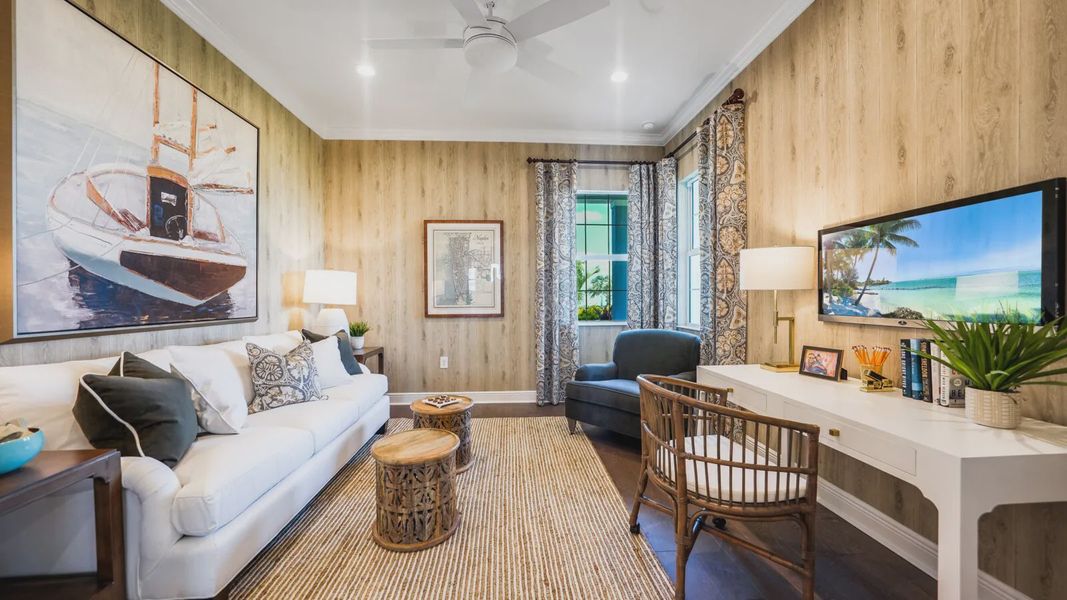 Representative furnished interior of a home built from the Bright Meadow 2 by Neal Communities in SkySail, Naples (Image 20).