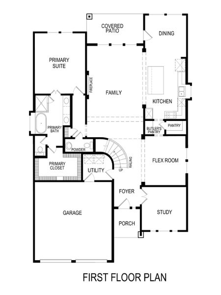2D floor plan layout for the Harvard 2F-EW (w/Media) by First Texas Homes in Pecan Hill, McKinney, TX (Image 4).